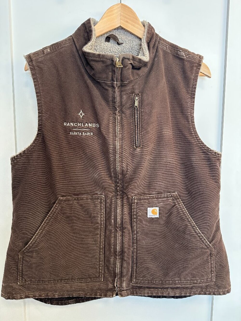 Vintage Carhartt Women’s Sherpa-Lined Mock Neck Vest – Brown